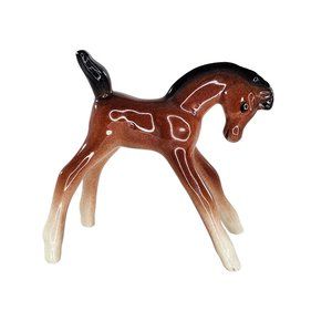 Vintage Foal Baby Horse Figurine Bay Brown Cute Adorable